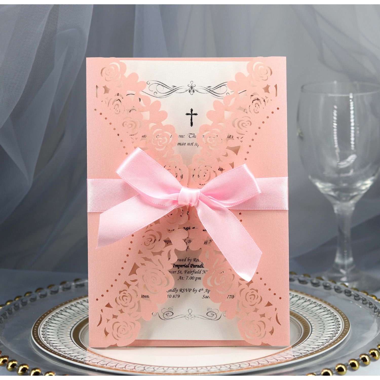 Rose Laser Business Invitation Card Wedding Invitations 